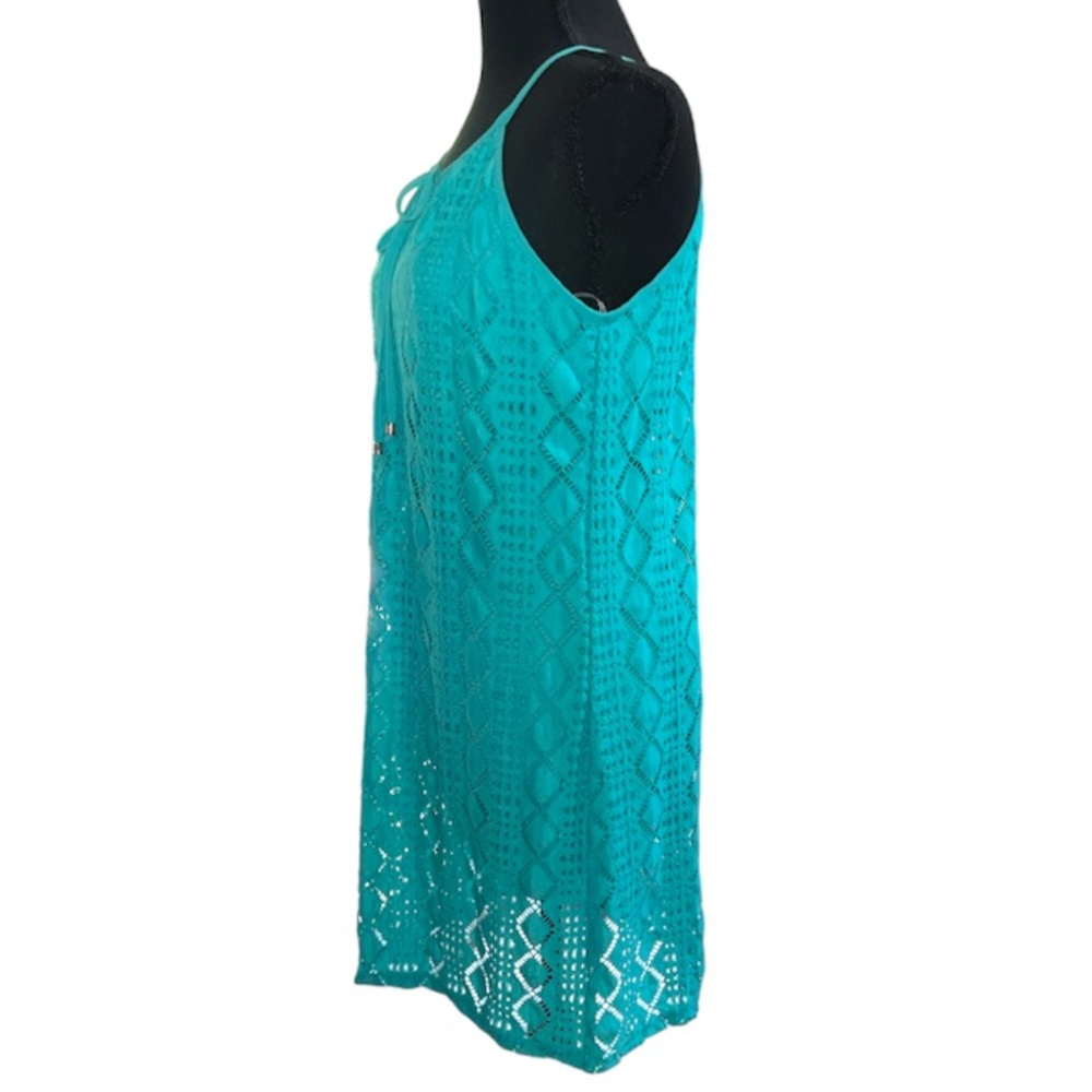 Lily Rose Spaghetti Strap Crochet Lace Mini Dress, Size Small, NWT, Aqua Blue - Picture 3 of 16